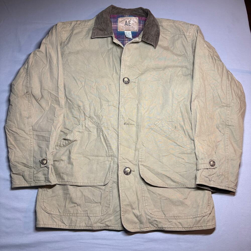 Vintage american eagle plaid lined chore barn jacket